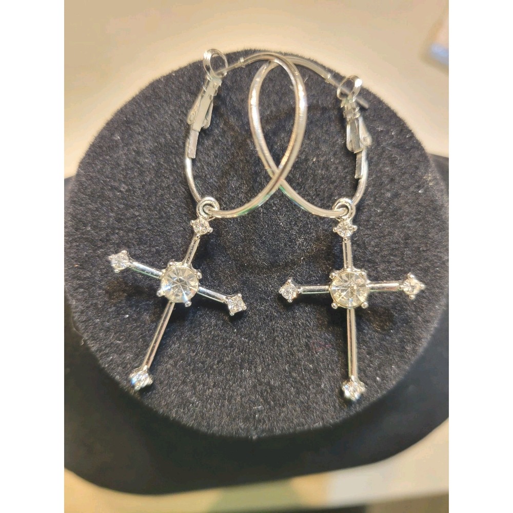 Women's Sterling Silver Cross Rhinestone Earrings Gifts For Her Mother's Day
